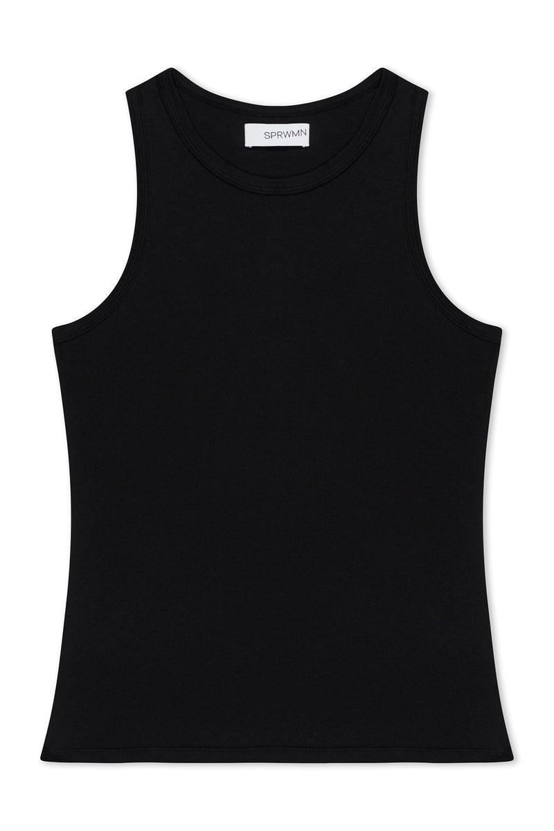Black Cotton Racer Tank