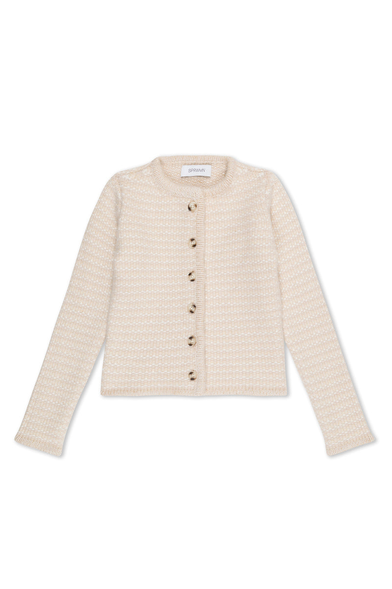 Creamy Beige Cashmere Chunky Knit Cardigan