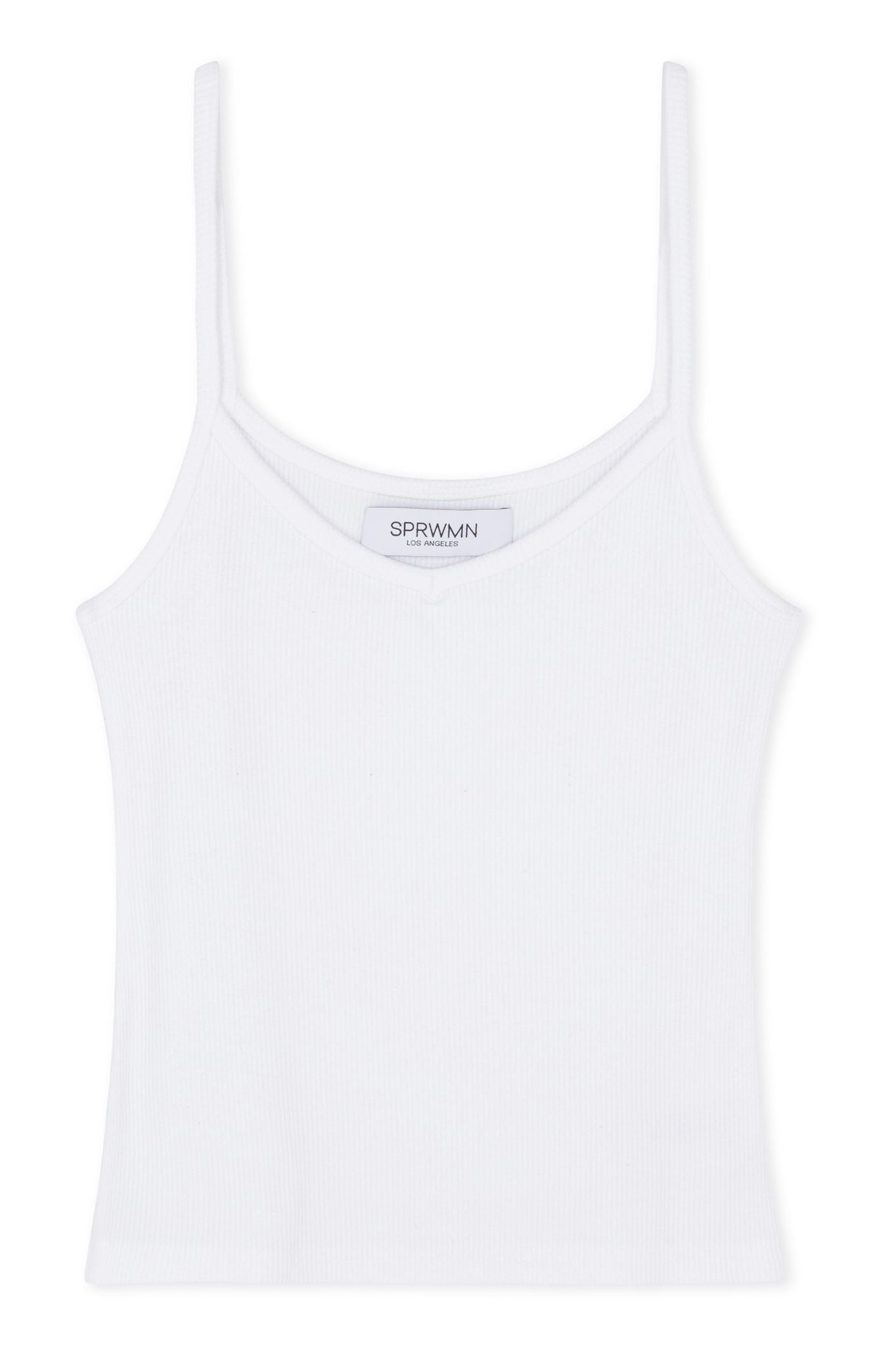 White Rib V-Neck Tank