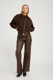 Americano Suede Cropped Aviator Bomber