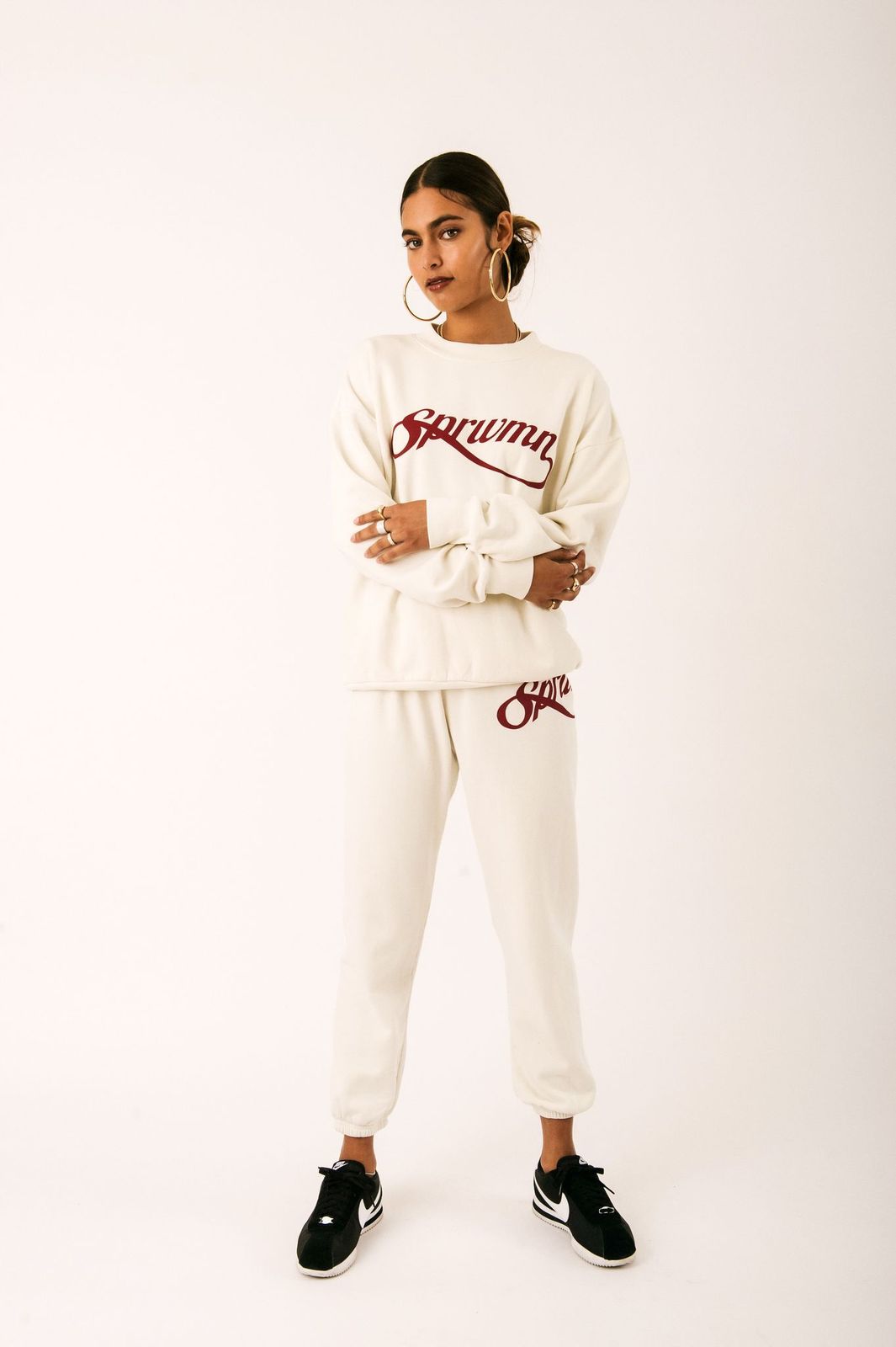 Off White Cotton Logo Script Sweatpants