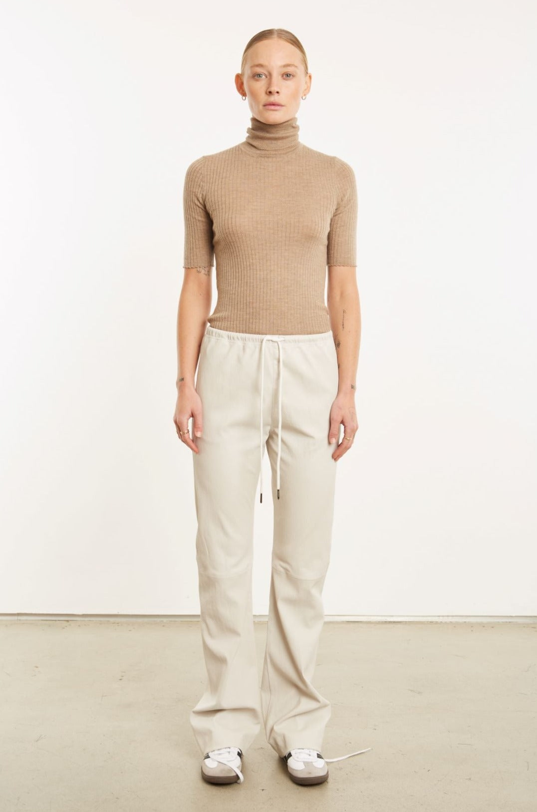 Leather sales drawstring pants