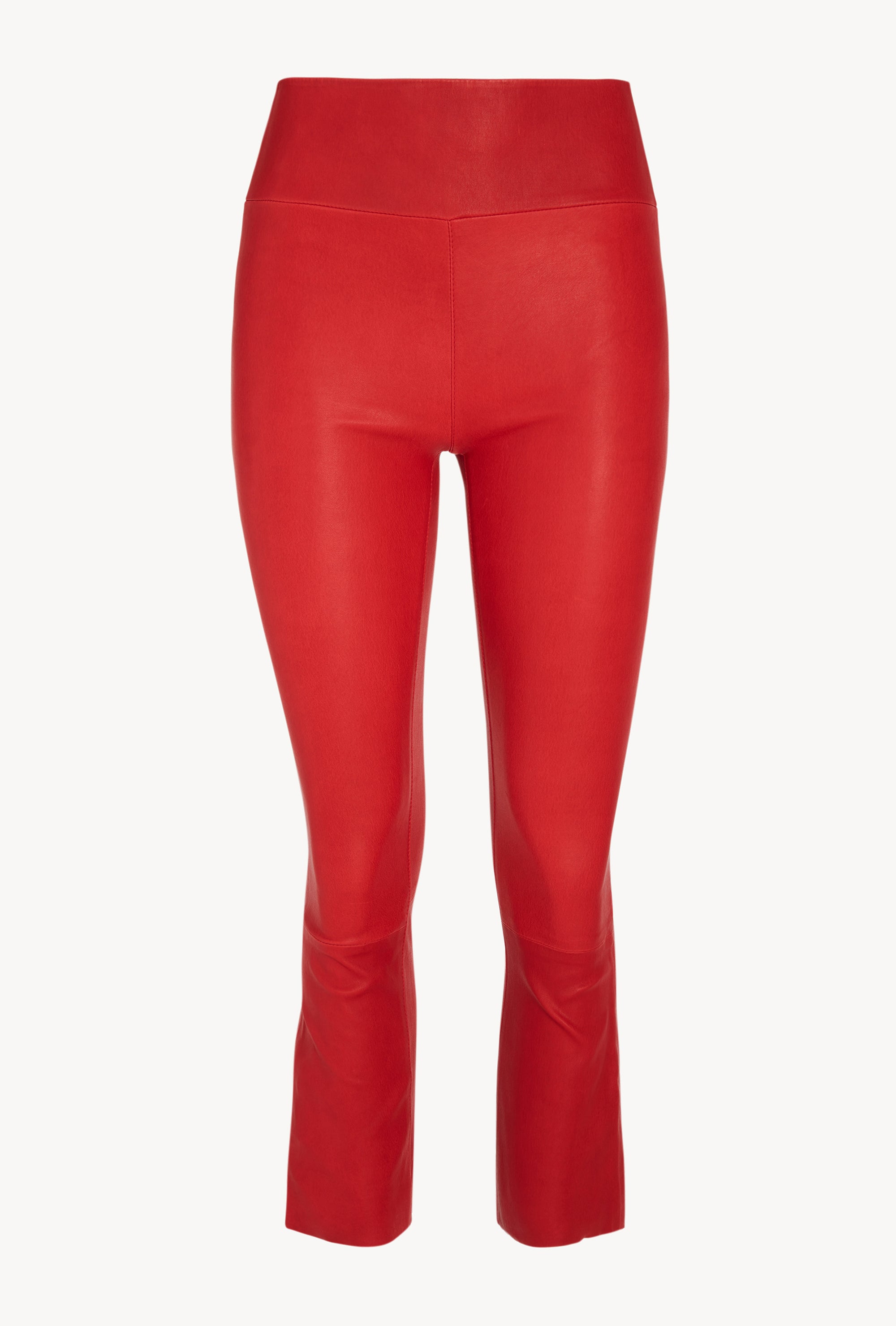 Red Leather Crop Flare