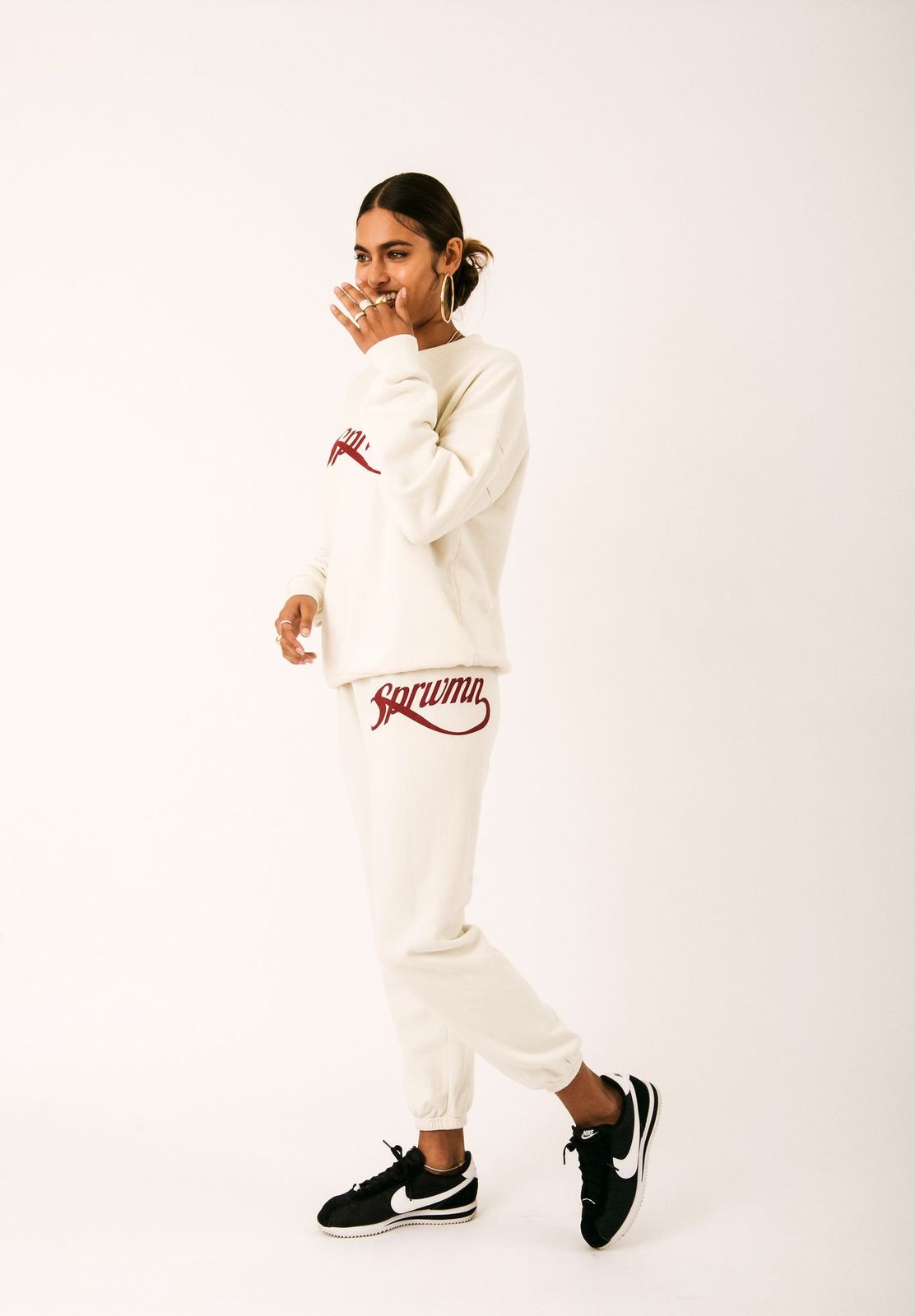 Off White Cotton Logo Script Sweatpants