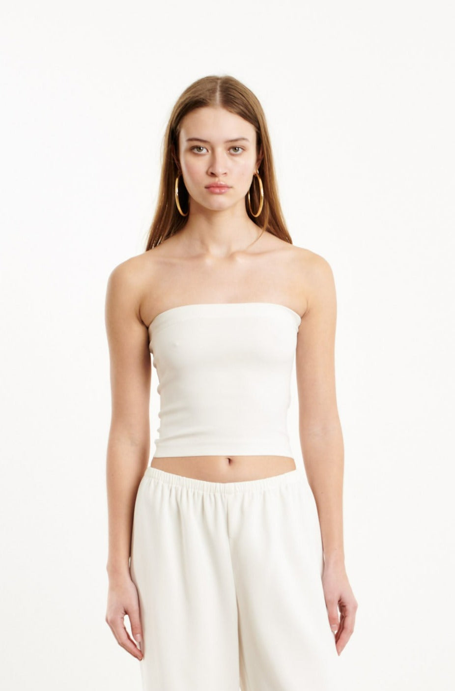 White Crepe Tube Top