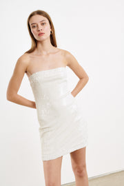 White Sequin Mini Tube Dress