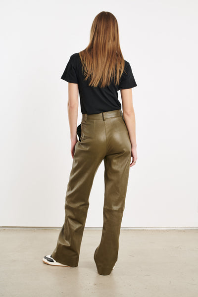 Moss Leather Straight Leg Trousers