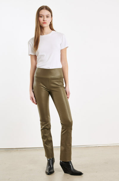 Moss Leather Ankle Flare Leggings