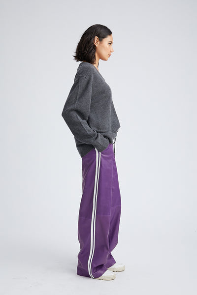 Violet Leather Athletic Drawstring Pants