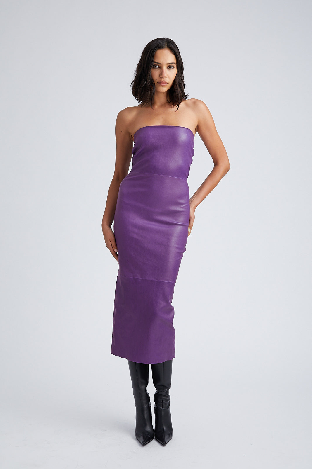 Violet Leather Tube Dress