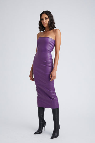Violet Leather Tube Dress