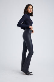 Navy Leather Micro Flare