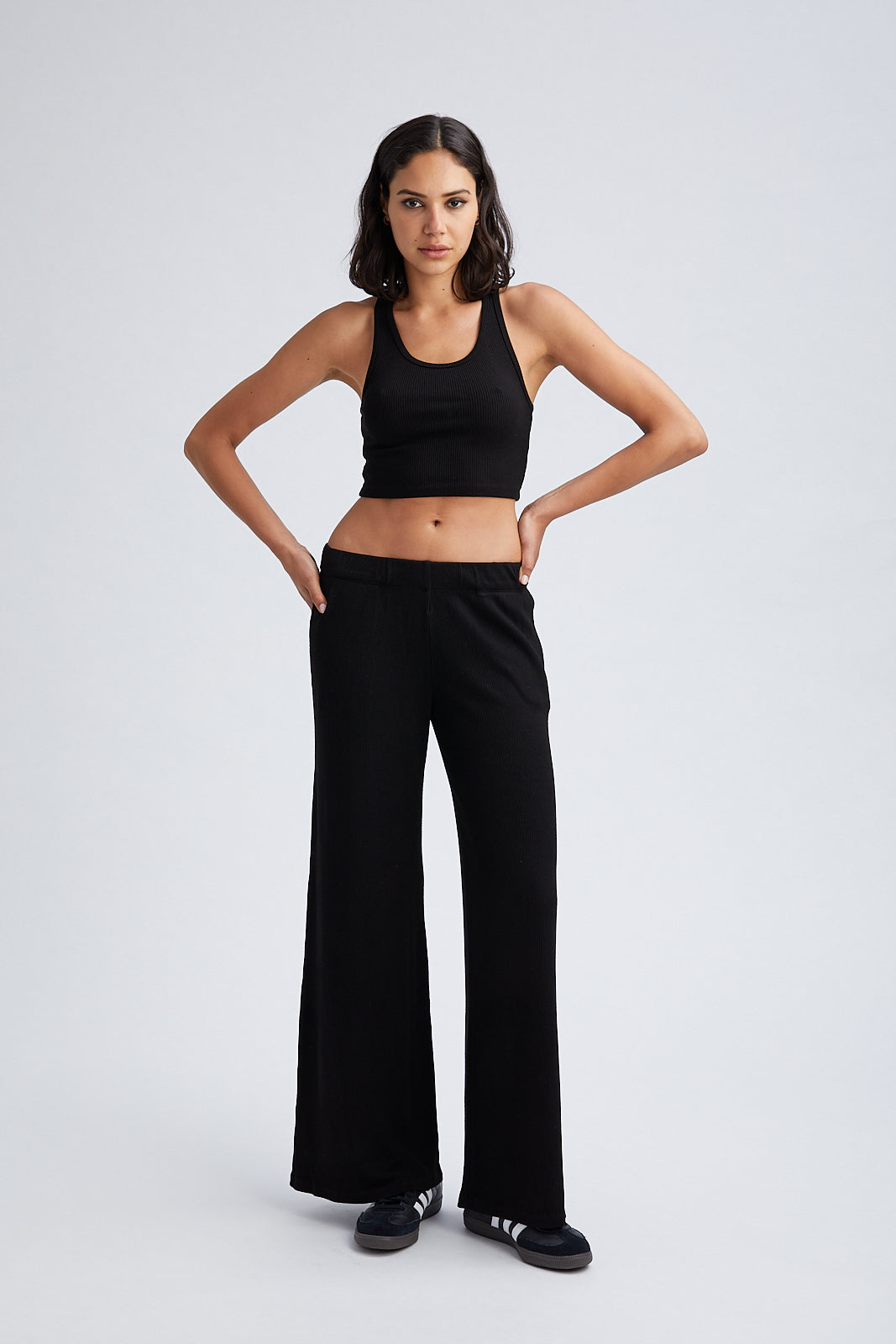 Black Rib Cropped Tank