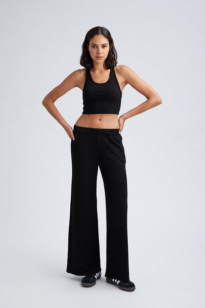 Black Rib Cropped Tank