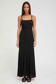 Black Cashmere Rib Maxi Dress