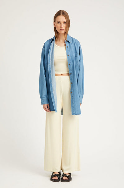 Vintage White Rib Wide Leg Pants