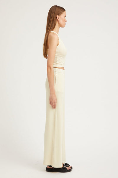Vintage White Rib Wide Leg Pants