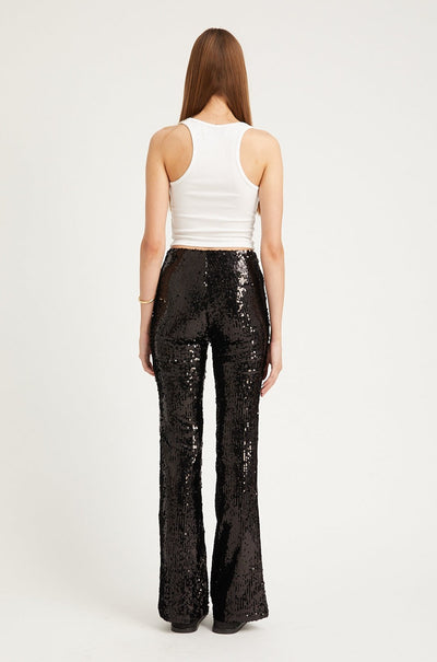 Black Sequin Micro Flare Pant