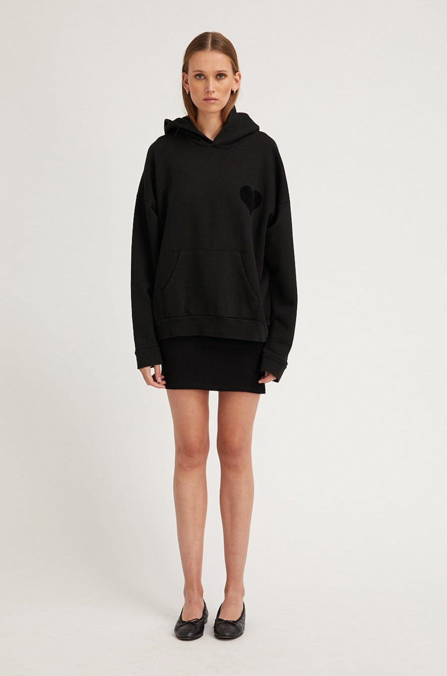 Black Velvet Heart Logo Hoodie