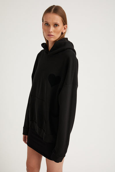 Black Velvet Heart Logo Hoodie
