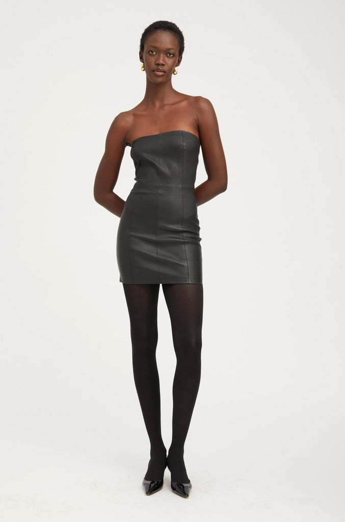 パーティードレス Black Leather Strapless Dress 120523_SPRWMN_FALL_RESHOOT_108