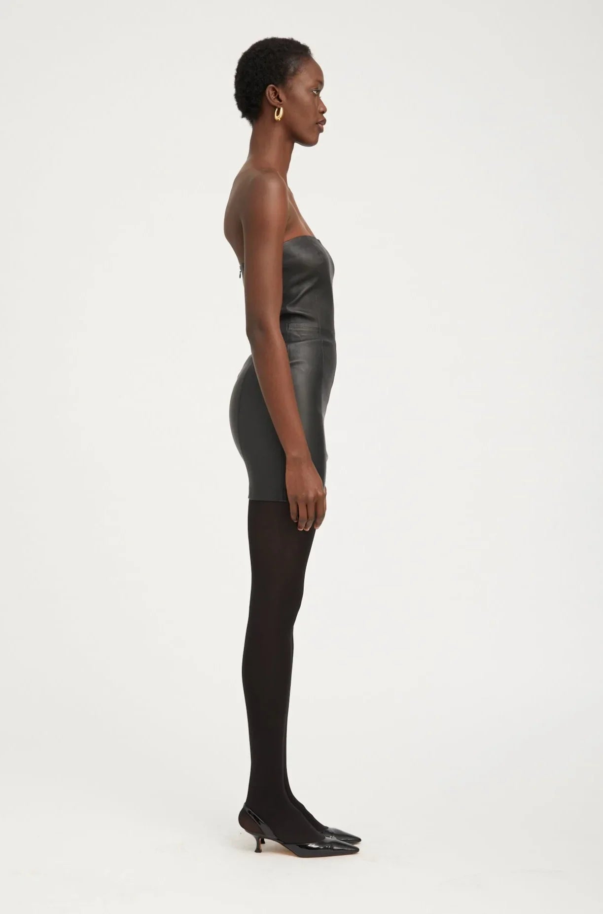 Black Leather Strapless Dress SPRWMN Black Leather Strapless Dress SPRWMN