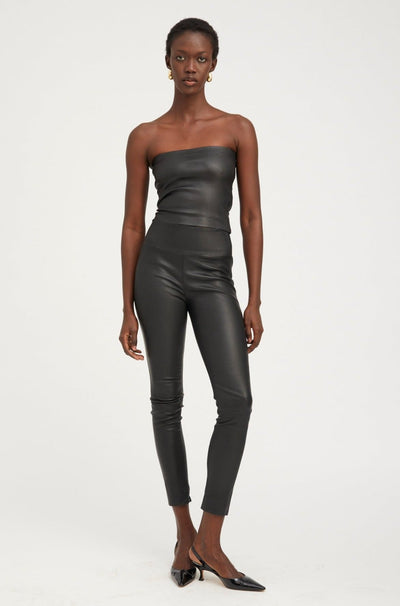SPRWMN Ankle Leather Leggings in Black High Waist