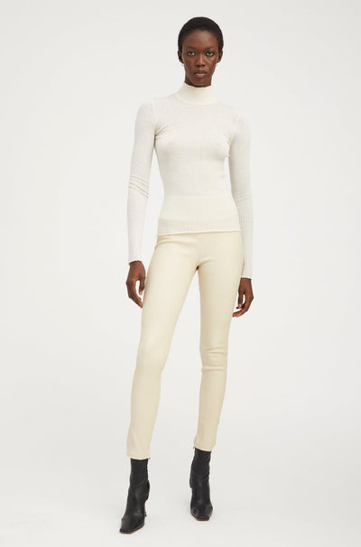 Off White Leather Ankle Leggings