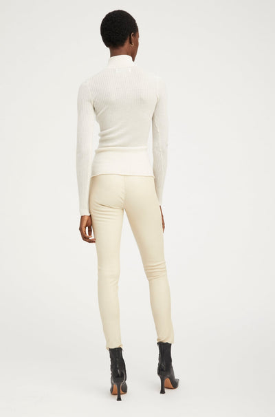 Off White Leather Ankle Leggings