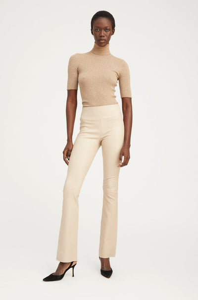 Latte Leather Micro Flare Pants