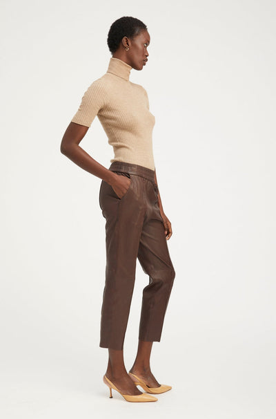 Dark Chocolate Leather Joggers