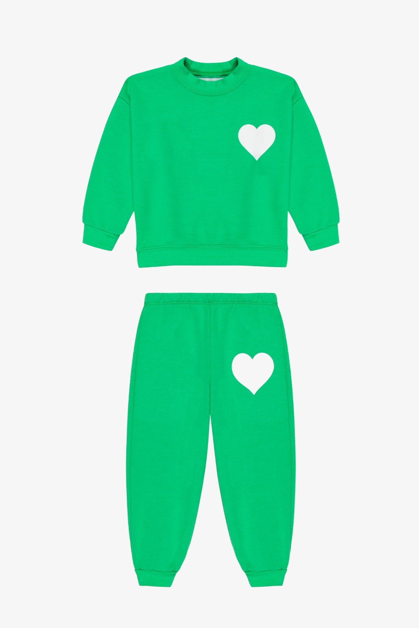 Kids Bright Green Heart Sweatpants