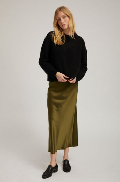Moss Silk Bias Maxi Skirt
