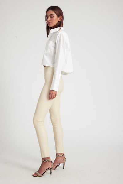 White Cropped Button Down