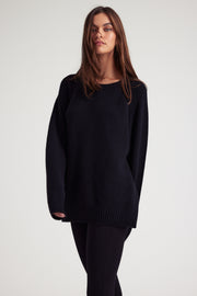 Black Cashmere Boyfriend Sweater