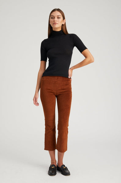 Dark Cognac Brown Crop Flare Corduroy – SPRWMN