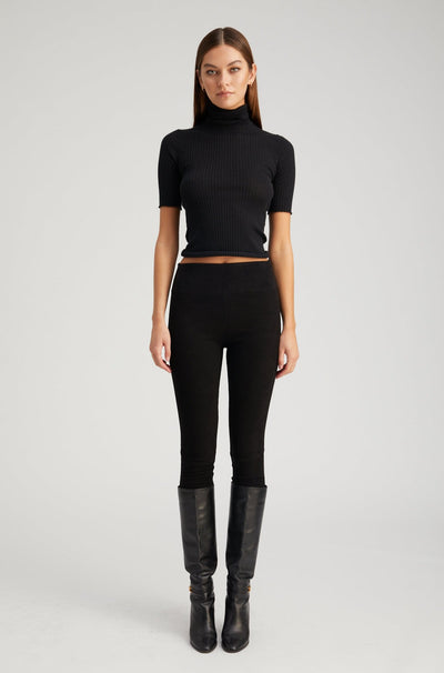 Black Suede Crop