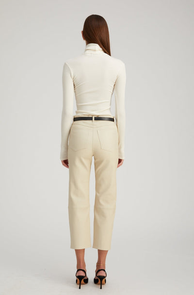 Off White Leather 5 Pocket Straight Leg Pants