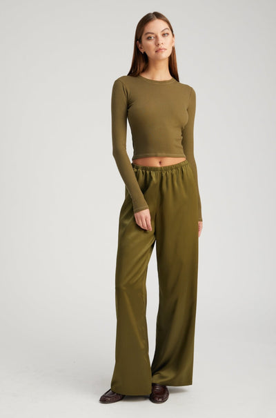 Moss Rib Cropped Long Sleeves Tee