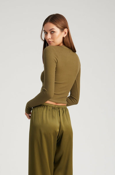 Moss Rib Cropped Long Sleeves Tee