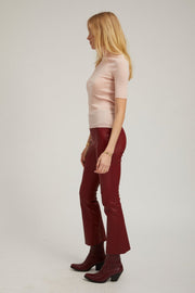Cherry Leather Ankle Flare