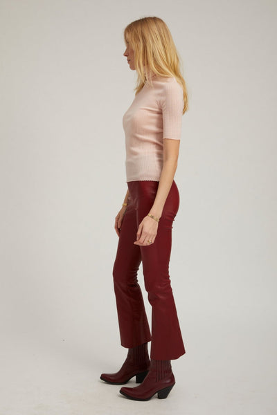 Cherry Leather Ankle Flare