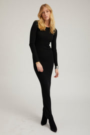 Black Cashmere Crew Neck Maxi Dress