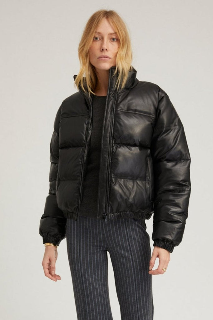 ★BADBLOOD★Dusky reversible puffer jacket - black leather PUFFER JACKET BLACK – SPRWMN