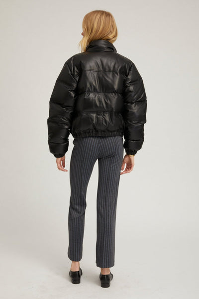 Black Leather Puffer