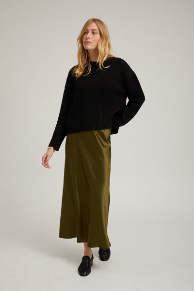 Moss Silk Bias Maxi Skirt