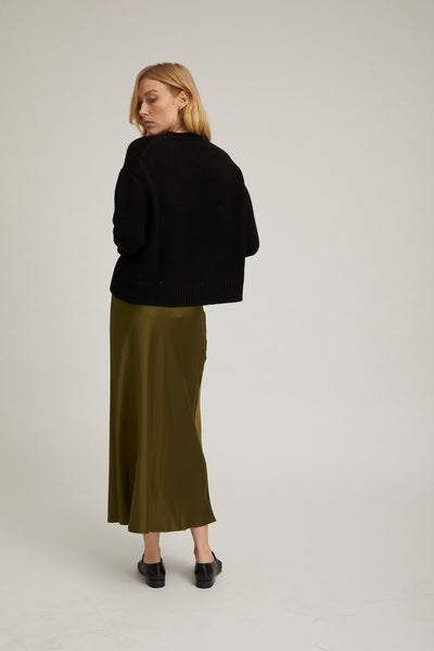 Moss Silk Bias Maxi Skirt