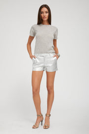 Silver Leather Mini Trouser Shorts