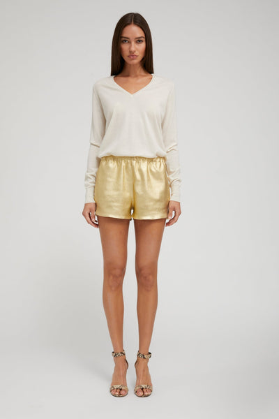 Gold Leather Slip Shorts