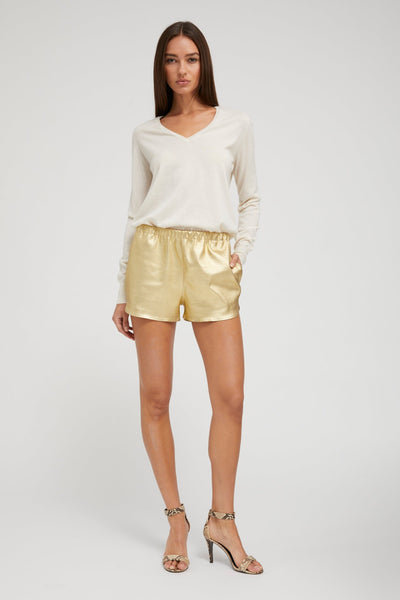 Gold Leather Slip Shorts